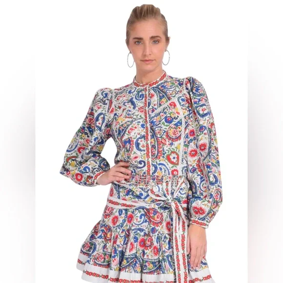 Love The Label Small Colorful Megan Elodie Paisley Floral Beautiful Blouse Top - Picture 2 of 10